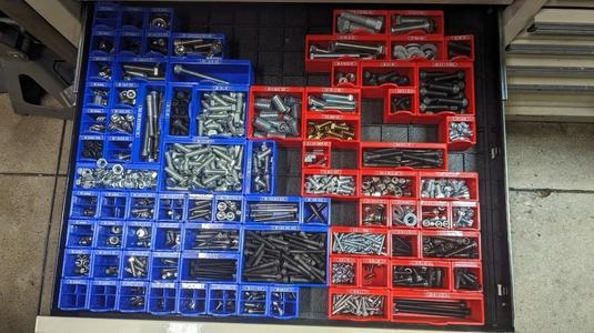 Hardware Storage System for Toolchest Drawer