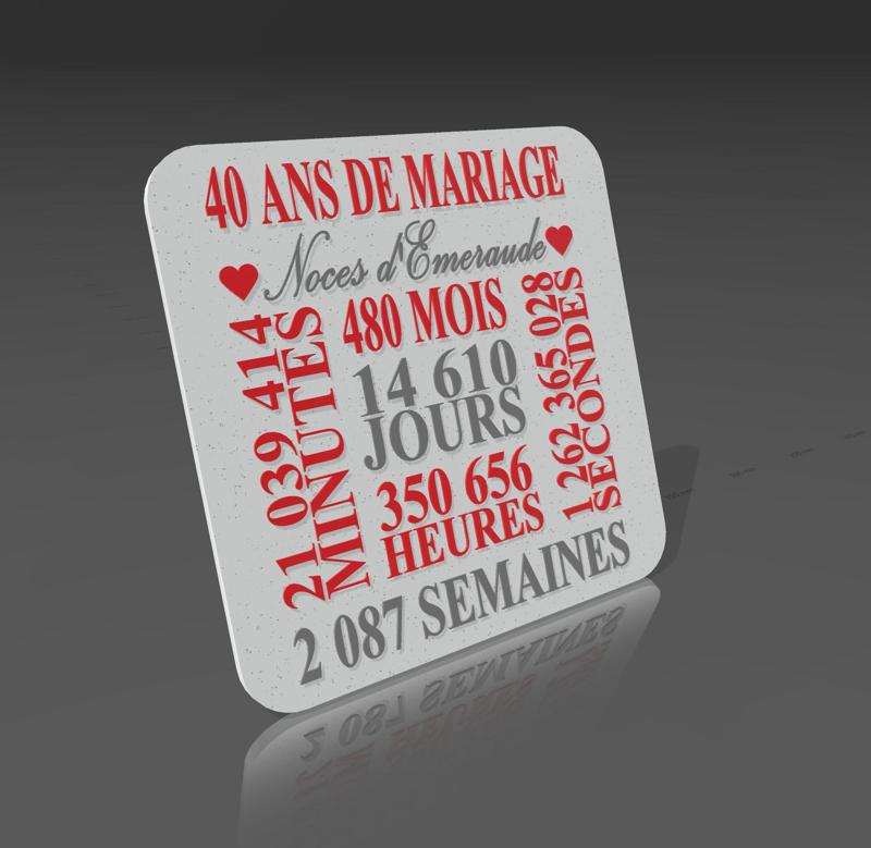 Plaque 40ans de mariage