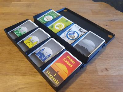 Playing card holder / storage box / tray with lid + stackable + extendable