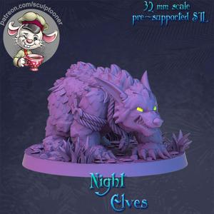 Bear Night Elf - 32mm scale printable miniature