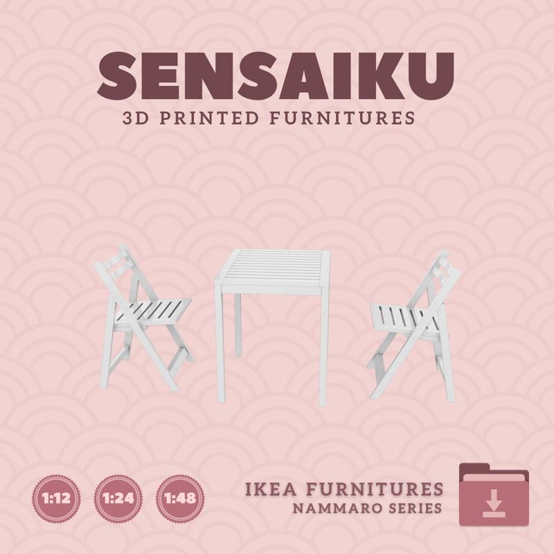 Miniature Replica NAMMARO Table V1 and Chairs for Miniature Dollhouse - IKEA - 3D Print Instant Download