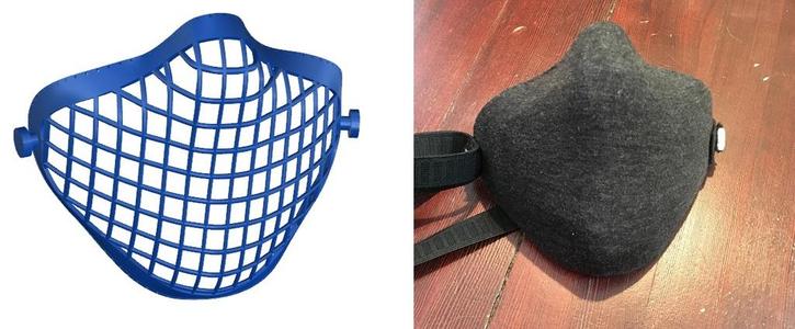 3D Printed Mask Shell with Holes for Stitching Cloth To