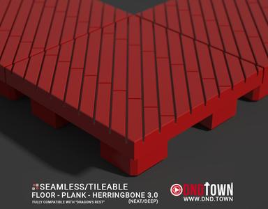 3D Modular Dungeon Tile: Floor - Plank - Herringbone 3.0 (NEAT/DEEP) - DnD Town Minis (www.dnd.town)