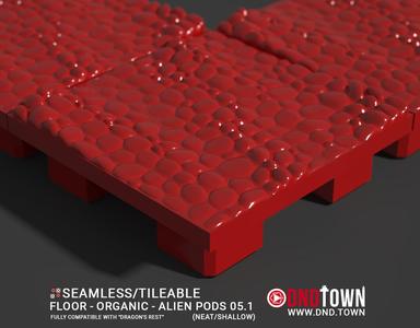 3D Modular Dungeon Tile: Floor - Organic - Alien Pods 5.1 (NEAT/SHALLOW) - DnD Town Minis (www.dnd.town)