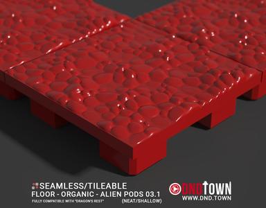 3D Modular Dungeon Tile: Floor - Organic - Alien Pods 3.1 (NEAT/SHALLOW) - DnD Town Minis (www.dnd.town)