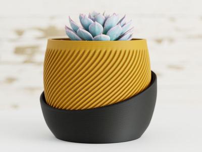 Modern Spiral Planter with Saucer