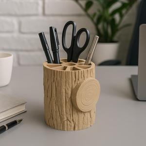 Log Pen Holder — Nature-Inspired Desk Organizer