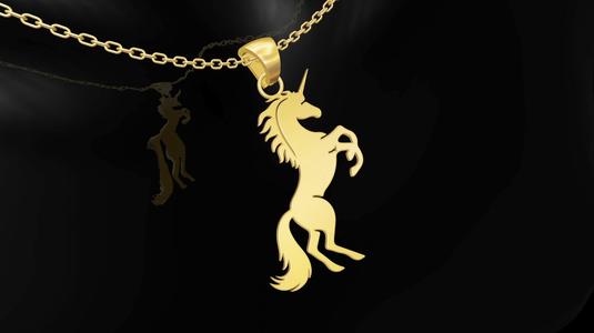Unicorn gold pendant jewelry 3D print model