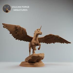 Pegasus unicorn winged horse on rock - 2 inch base - pre supported