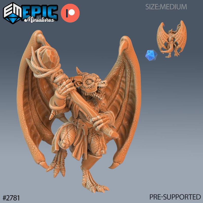 Winged Kobold Tribe Hammer ‧ DnD Miniature ‧ Tabletop Miniatures ‧ Gaming Monster ‧ 3D Model ‧ RPG ‧ DnDminis ‧ STL FILE