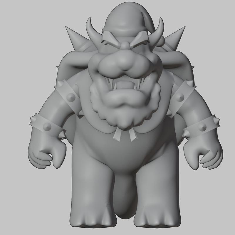 Christmas Bowser Santa Mario Figurine Stl