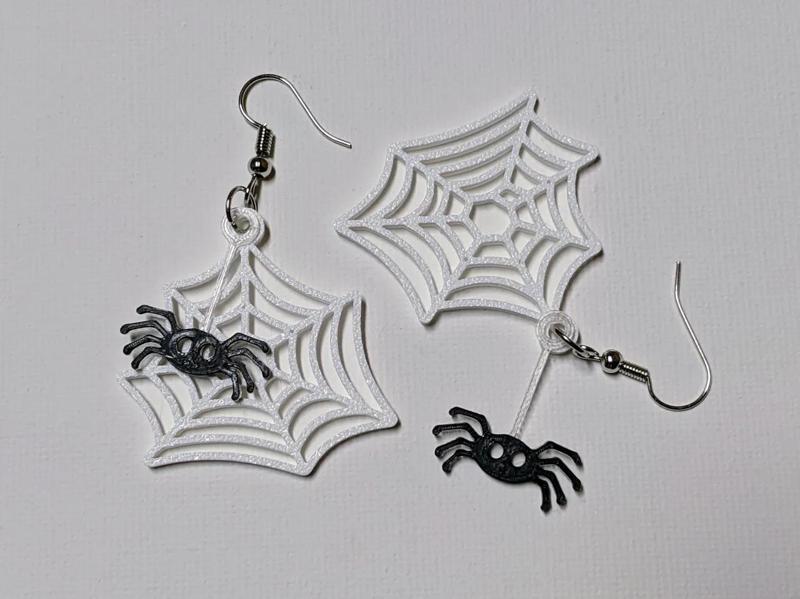 Halloween Dangling Spider Web Earrings   