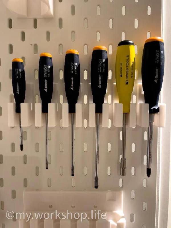 PB Swiss Tools Garant Screwdriver Holder for Skadis and Hoffmann Pegboard Hexagon Sechseck   