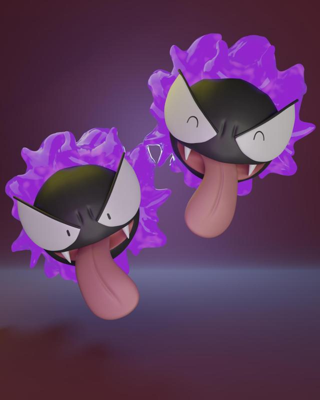 Pokemon - Gastly with 2 different poses