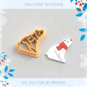 Polar Bear Christmas Polymer Clay Cutter