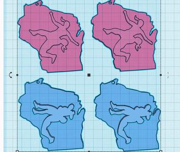 Wisconsin Wrestling Keychain x4   