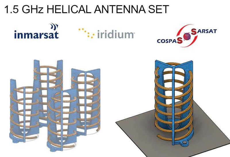 1.5 GHz helix scaffold set (Inmarsat, Iridium, Cospas-Sarsat, ...)