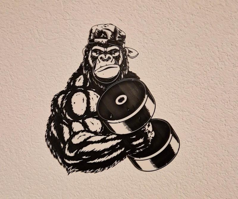 Wall Art: Gorilla with Dumbbell (1 color change)