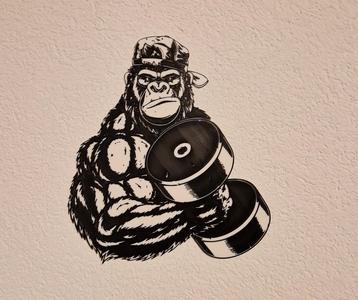 Wall Art: Gorilla with Dumbbell (1 color change)