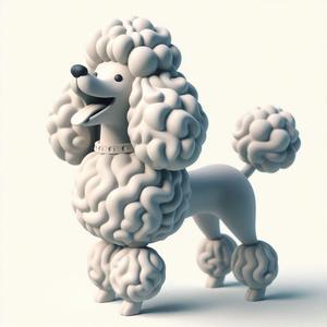 489 Laughing Poodle - 3D Printed Full-Figure Statue, pug, dachshund, poodle, cat, dog, monkey, zebra, animal, armadillo, lion, fox, faun, pomeranian, troll, platypus, majestic, sculpture, fantasy, crocodile
