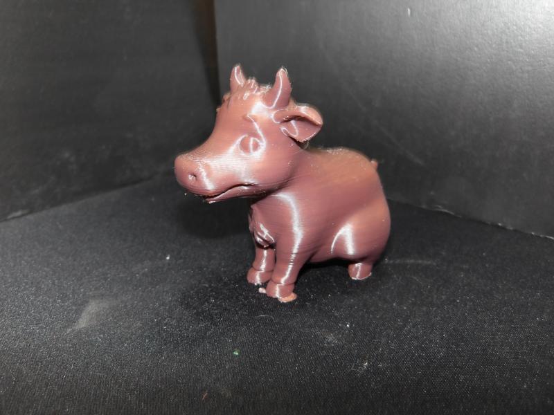 A really cute cow sitting down.