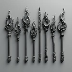 Fantasy Torch Bits 3 Set for Wargaming Miniatures