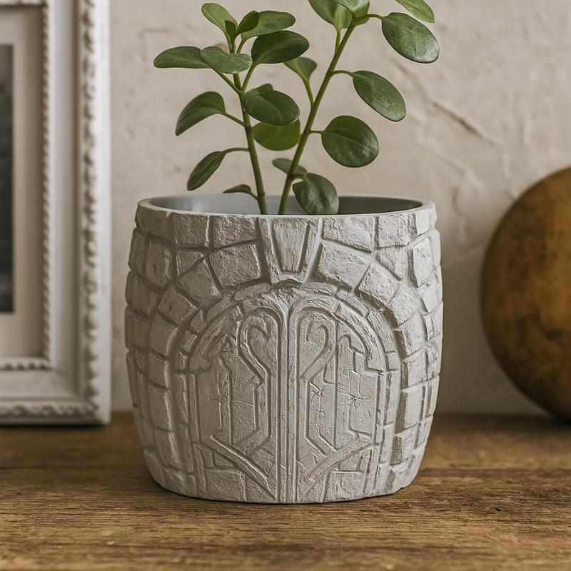 Castle Plant Pot with Drainage No Supports