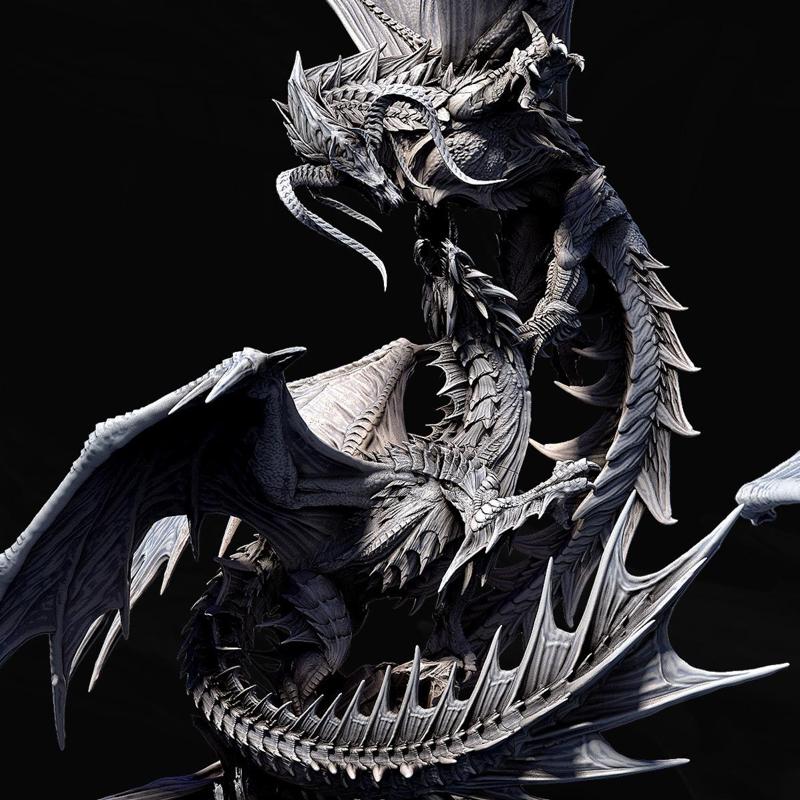Elder Black Dragon vs Elder Green Dragon Fight Diorama (50cm)