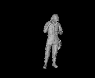 Ground support staff - listening in headphones 3D digital character model