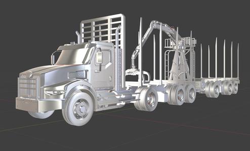 western Star with robo arm logging trailer .