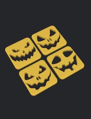 COASTERS SET 12 UNITS HALLOWEEN PACK 90X90X6MM EASY PRINT WITHOUT SUPPORTS GRINDERKING 3D PRINT-IN-PLACE