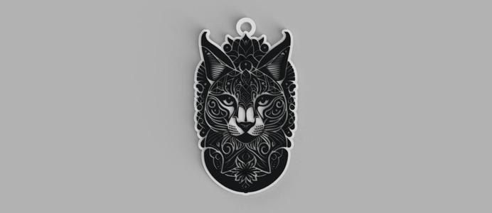 Tiger Cat African pattern keychain , keychain - pendant - earring