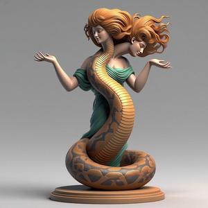 1857 Indian Serpent Woman Dancer on Pedestal, magic, dragon, serpent, mask, gnome, gorgon, venetian carnival, wild, fox, monster, cat, fair, witch, werewolf, horror, beast, snake, troll, skeleton dance