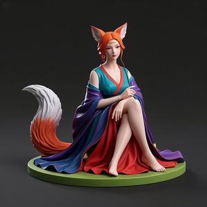 1362 COLORFUL Fox Spirit Woman in Pu Song Ling Style, beast, magic, creature, fantasy, wood, base, sword, warrior, wild, cat, monster, fox, godzilla, fair, witch, werewolf, horror, beast, gothic, troll