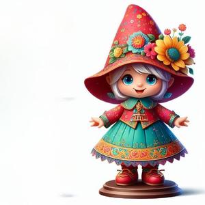 1101 Fairy Tale Gnome - Color Full-Body Figurine on Base, magic, creature, fantasy, wood, faun, gorgon, warrior, wild, fox, monster, cat, dog, fair, witch, werewolf, horror, beast, gothic, troll