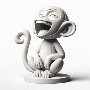 299 Laughing Monkey - 3D Printed Full-Figure Statue, model, 3d model, statue, 3d print, low poly, creature, sculpture, cat, fantasy, art, dragon, wood, base, sword, warrior, wild, dog