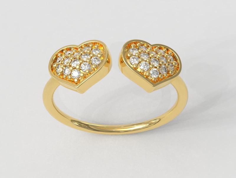 Diamond Heart Open Ring