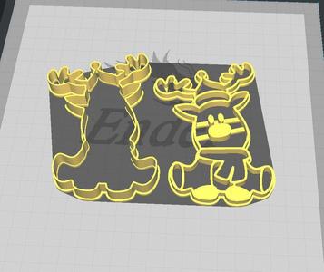 Christmas Sitting Reindeer Cookie and Fondant Cutter with Embosser