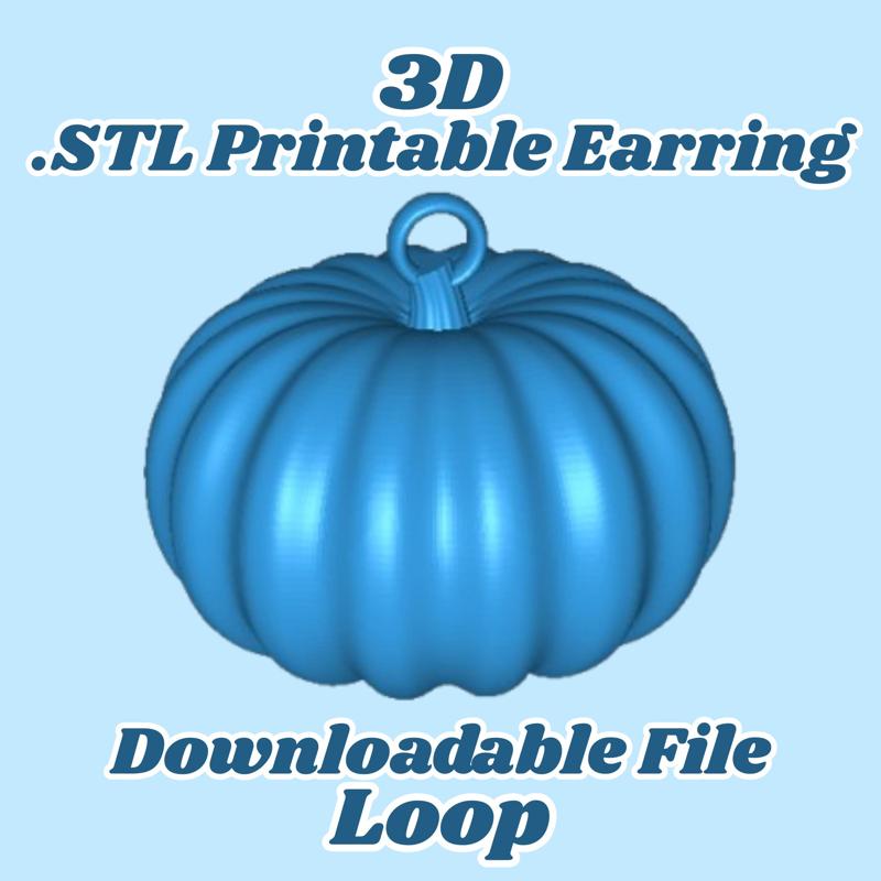 3D Printable Pumpkin Earring STL File Cute Halloween Jewelry Digital Download for DIY Spooky Season Costume Accessories