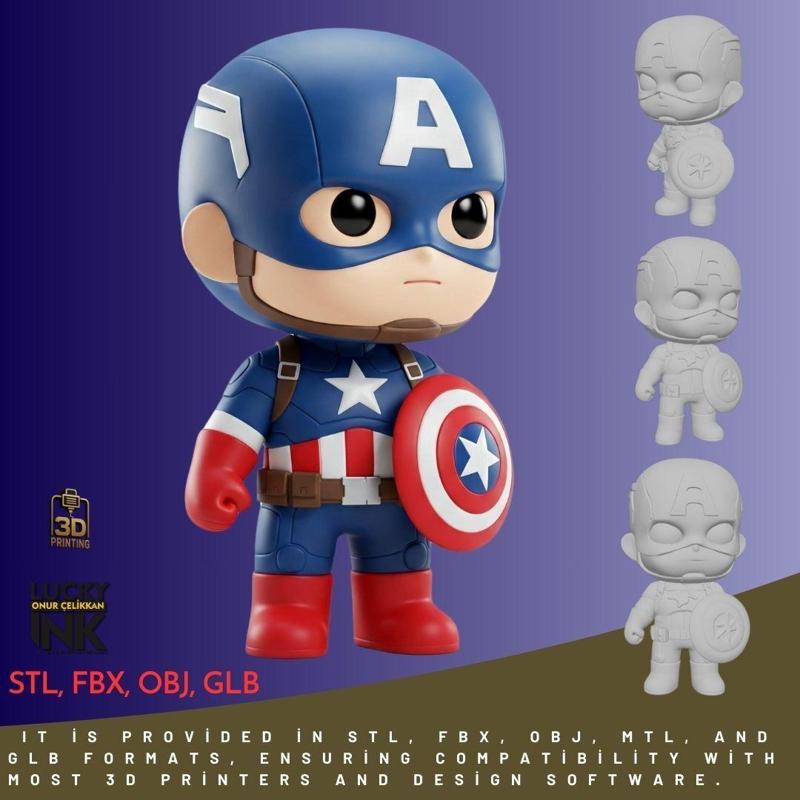 Mini Hero Captain America Figure3D print model