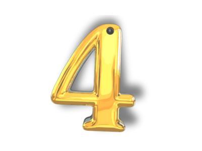 Gold 3D Number "4" Door Sign 