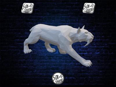 Saber-Toothed Tiger Ready to Attack - Low Poly - Excellent Design - Decor