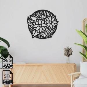 Floral 2D Wall Art STL SVG
