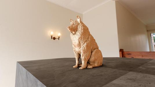 shetland sheepdog sitting on two legs mouth closed stl