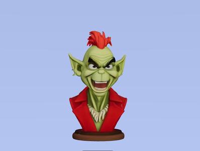 Grinch Bust 3D Model – Iconic Holiday Character Sculpture for 3D Printing