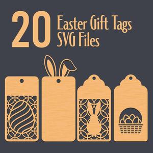 20 Easter Gift Tags SVG Laser Cut Files Templates