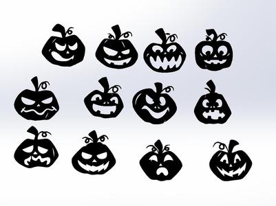 12 Unique Halloween Pumpkin Designs - Line Art Collection