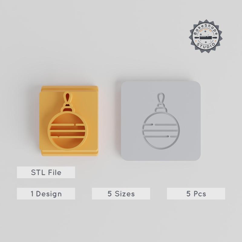 Christmas Tree Toy Stamp Tile, 5-Piece Motif Set, 20-40mm Sizes, Ideal for Clay, Cookies & Fondant, Holiday Ornament Collection