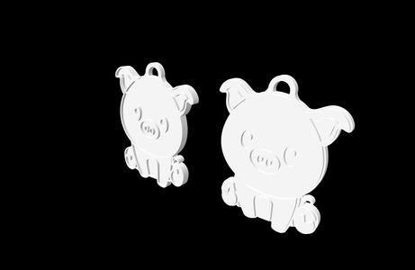 Farm Animals - Sitting Pig - Keychain