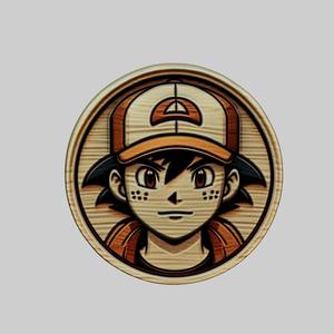 Ash Ketchum Cartoon Medallion for CNC Router Laser & 3D Printer
